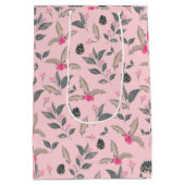 Elegant Roze Winter Bloemen Waterverf Kerstmis Medium Cadeauzakje (Achterkant)