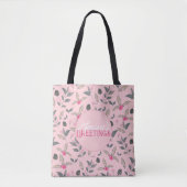 Elegant Roze Winter Bloemen Waterverf Kerstmis Tote Bag (Voorkant)