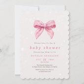 Elegant Roze Winter Sneeuw Coquette Baby shower Kaart (Voorkant)