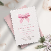 Elegant Roze Winter Sneeuw Coquette Baby shower Kaart