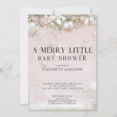 Elegant roze winter vintage kerst baby shower kaart (Voorkant)