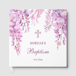 Elegant Roze Wisteria Doop Gastboek Gastenboek