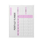Elegant Roze Wit Blank Maandelijkse Kalender Plann Notitieblok (Linkerzijde)
