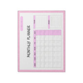 Elegant Roze Wit Blank Maandelijkse Kalender Plann Notitieblok (Linkerzijde)