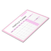 Elegant Roze Wit Blank Maandelijkse Kalender Plann Notitieblok (Schuin)