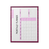 Elegant Roze Wit Blank Maandelijkse Kalender Plann Notitieblok (Linkerzijde)