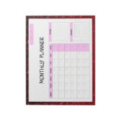 Elegant Roze Wit Blank Maandelijkse Kalender Plann Notitieblok (Linkerzijde)