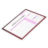 Elegant Roze Wit Blank Maandelijkse Kalender Plann Notitieblok (Schuin)