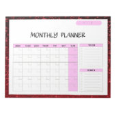 Elegant Roze Wit Blank Maandelijkse Kalender Plann Notitieblok (Voorkant)