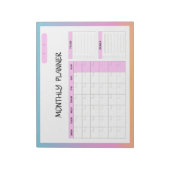 Elegant Roze Wit Blank Maandelijkse Kalender Plann Notitieblok (Linkerzijde)