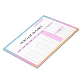 Elegant Roze Wit Blank Maandelijkse Kalender Plann Notitieblok (Schuin)