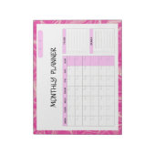 Elegant Roze Wit Blank Maandelijkse Kalender Plann Notitieblok (Linkerzijde)