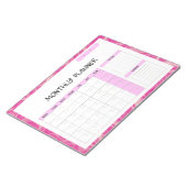 Elegant Roze Wit Blank Maandelijkse Kalender Plann Notitieblok (Schuin)