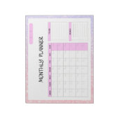 Elegant Roze Wit Blank Maandelijkse Kalender Plann Notitieblok (Linkerzijde)