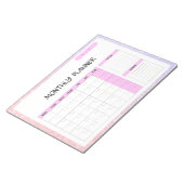 Elegant Roze Wit Blank Maandelijkse Kalender Plann Notitieblok (Schuin)