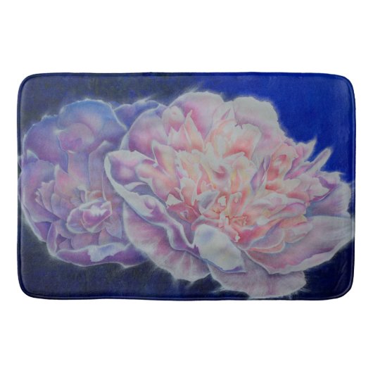 Elegant roze wit blauw pastel waterverf floraal badmat (Voorkant)