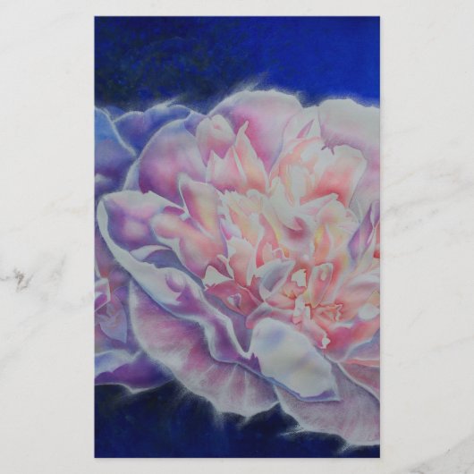 Elegant roze wit blauw pastel waterverf floraal briefpapier (Voorkant)