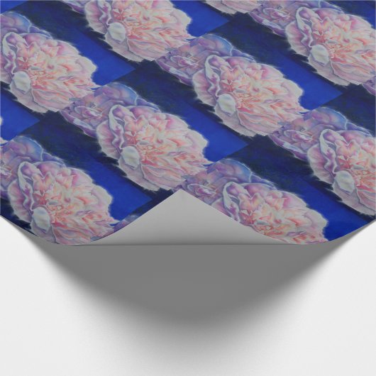 Elegant roze wit blauw pastel waterverf floraal cadeaupapier (Hoek)