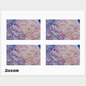 Elegant roze wit blauw pastel waterverf floraal rechthoekige sticker (Vel)