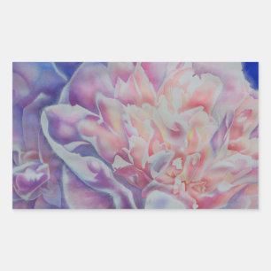Elegant roze wit blauw pastel waterverf floraal rechthoekige sticker