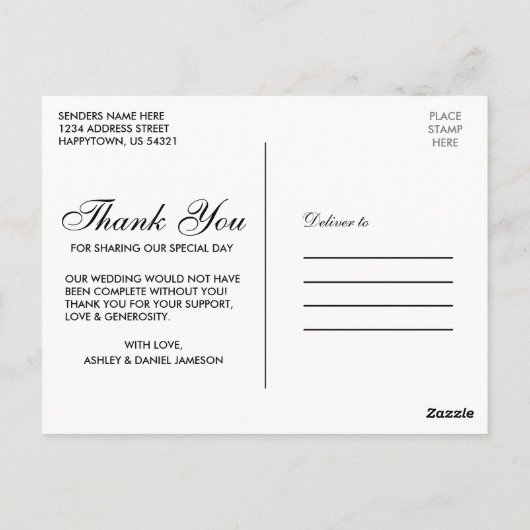 Elegant Roze Wit Bloemen Goud Bruiloft Dank u Briefkaart (Achterkant)