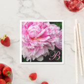 Elegant Roze Wit bloemenroze pioenrozen - monogram Servetten (Insitu)
