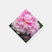 Elegant Roze Wit bloemenroze pioenrozen - monogram Servetten (Hoek)