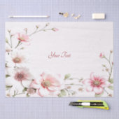 Elegant roze wit bloemenweefsel papier (Craft)