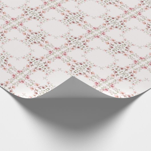 Elegant roze wit bloemverpakkings papier (Hoek)