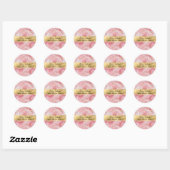 Elegant roze wit en goud gemarmerd ronde sticker (Vel)