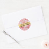 Elegant roze wit en goud gemarmerd ronde sticker (Envelop)