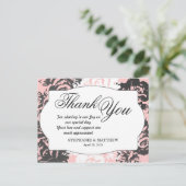Elegant roze, wit en grijs bloemenpatroon briefkaart (Staand voorkant)