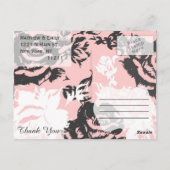 Elegant roze, wit en grijs bloemenpatroon briefkaart (Achterkant)