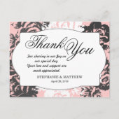 Elegant roze, wit en grijs bloemenpatroon briefkaart (Voorkant)