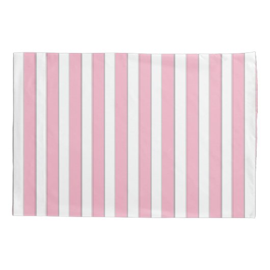 Elegant roze, wit en zilver Striped Hoesje set Kussensloop (Achterkant-Links)
