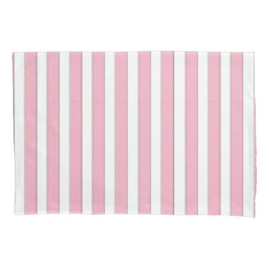 Elegant roze, wit en zilver Striped Hoesje set Kussensloop (Voorkant-Links)