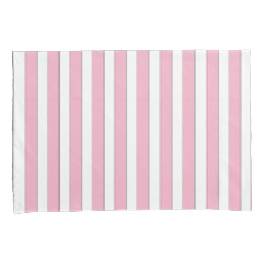 Elegant roze, wit en zilver Striped Hoesje set Kussensloop (Voorkant-Rechts)
