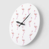 Elegant Roze Wit Flamingo | Monogram Aangepast Grote Klok (Hoek)