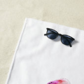 Elegant Roze Wit Flamingo | Monogram Aangepast Strandlaken (In situ)