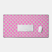 Elegant roze & wit geruite bloem patroon bureaumat (Keyboard & Muis)