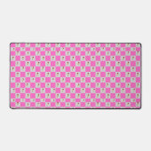 Elegant roze & wit geruite bloem patroon bureaumat (Voorkant)
