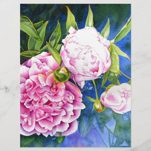 Elegant roze wit klassiek waterverf floral (Voorkant)