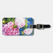 Elegant roze wit klassiek waterverf floral bagagelabel (Voorkant horizontaal)