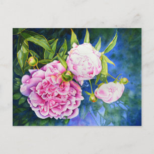 Elegant roze wit klassiek waterverf floral briefkaart