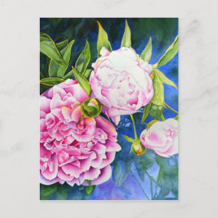 Elegant roze wit klassiek waterverf floral briefkaart