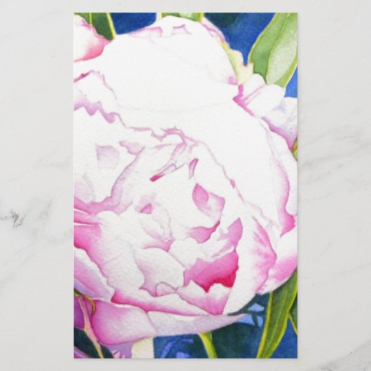Elegant roze wit klassiek waterverf floral briefpapier (Voorkant)