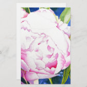 Elegant roze wit klassiek waterverf floral briefpapier (Voorkant / Achterkant)