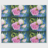 Elegant roze wit klassiek waterverf floral cadeaupapier (Vlak)