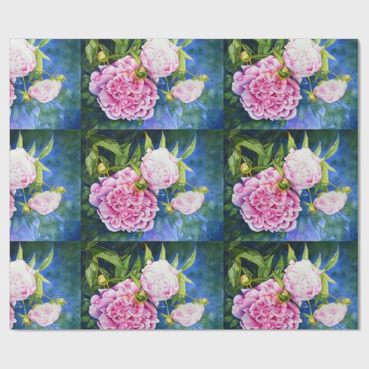 Elegant roze wit klassiek waterverf floral cadeaupapier (Vlak)