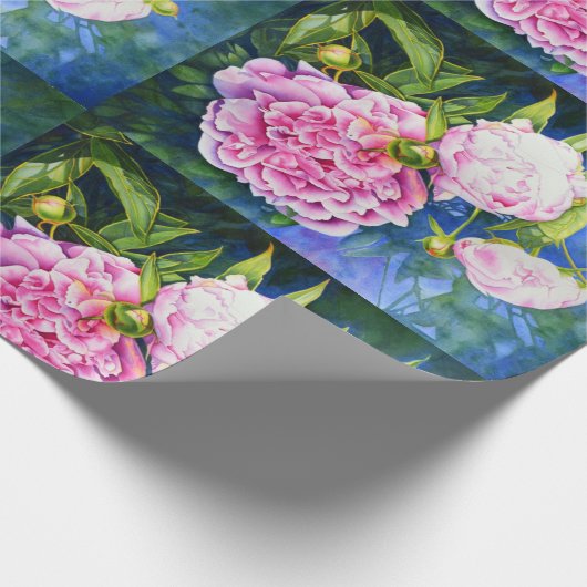 Elegant roze wit klassiek waterverf floral cadeaupapier (Hoek)